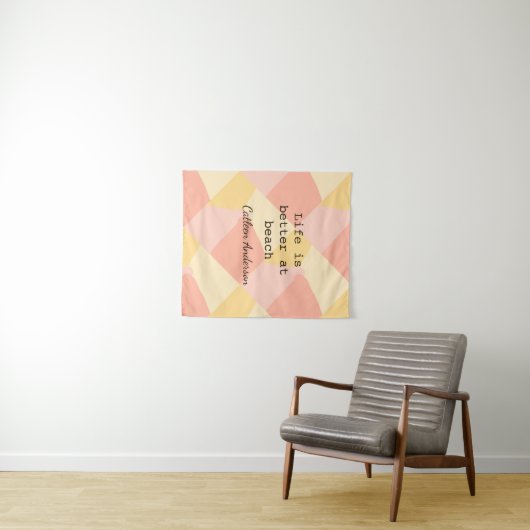 Life is better at beach yellow orange boho rustic wandkleed (In Situ (horizontaal))