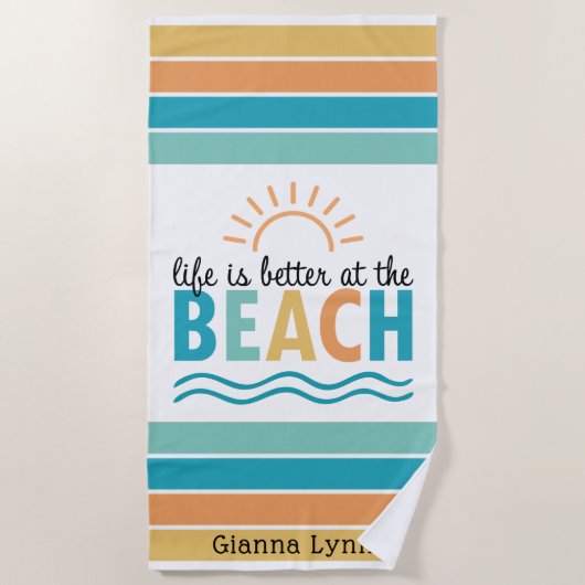 Life is Better at the Beach Customizable Strandlaken (Voorkant)