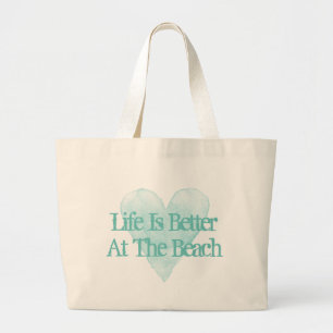 Life is better at the beach jumbo canvas tova bag grote tote bag