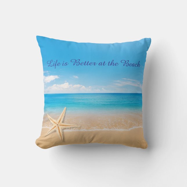 Life is Better at the Beach Throw Pillow, Personal Kussen (Voorkant)