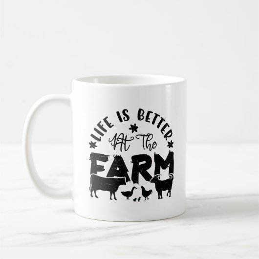 Life is Better At the Farm (chicken, cow, goat) Koffiemok (Links)