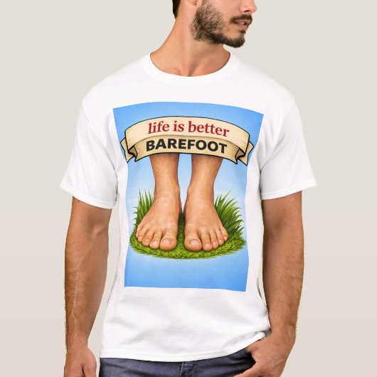 Life is better barefoot t-shirt (Voorkant)