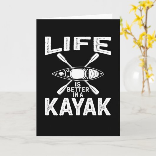 Life Is Better in A Kajak Canoe Kaart (Gele Bloem)