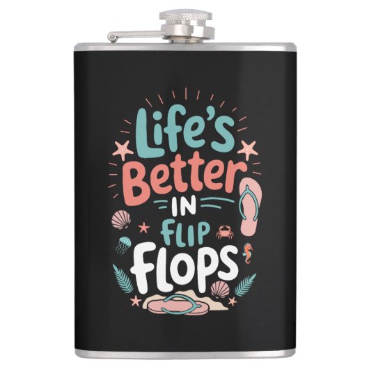Life is Better in Flip-Flops – Fun Tropical Beach Heupfles (Voorkant)