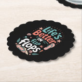 Life is Better in Flip-Flops – Fun Tropical Beach Kartonnen Onderzetters (Gekanteld)