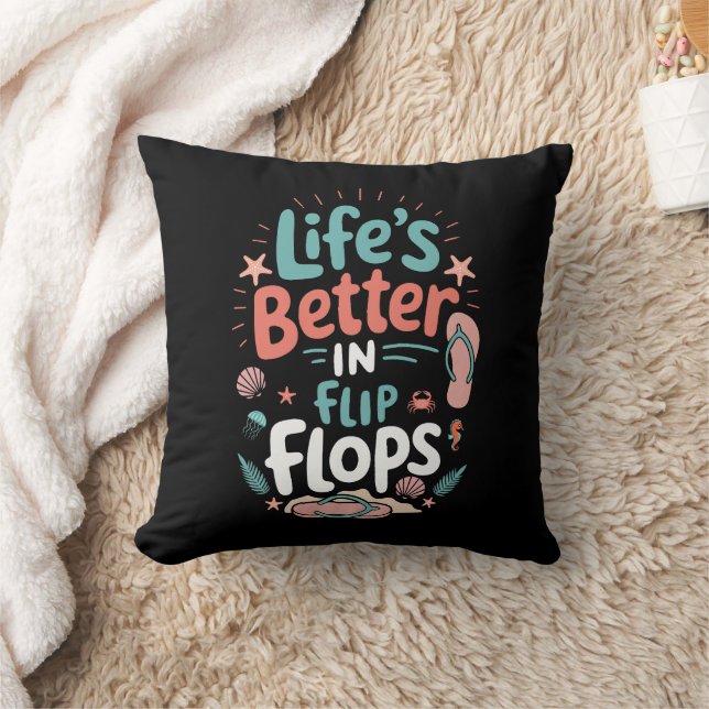 Life is Better in Flip-Flops – Fun Tropical Beach Kussen (Deken)