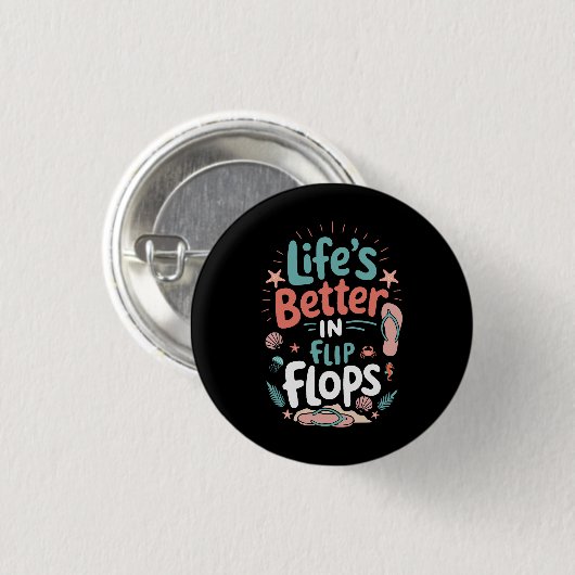 Life is Better in Flip-Flops – Fun Tropical Beach Ronde Button 3,2 Cm (Voorkant /achterkant)