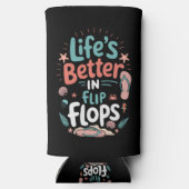 Life is Better in Flip-Flops – Fun Tropical Beach Seltzer Blikjeskoeler (Achterkant)