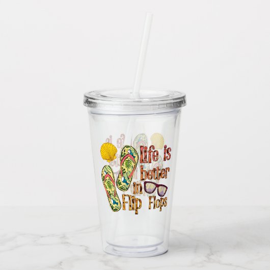 Life is Better in Flip | Summer Vibes Acryl Drinkbeker (Achterkant)