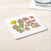 Life is Better in Flip | Summer Vibes Kartonnen Onderzetters (Schuin)