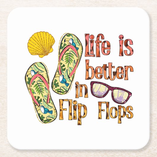 Life is Better in Flip | Summer Vibes Kartonnen Onderzetters (Voorkant)