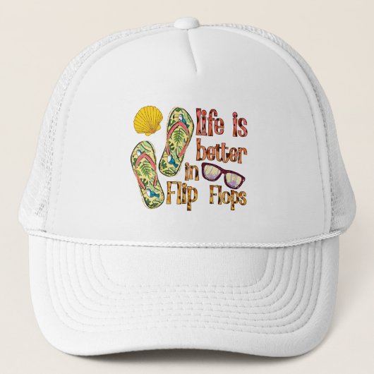 Life is Better in Flip | Summer Vibes Trucker Pet (Voorkant)