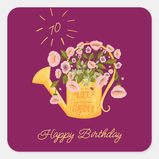 Life is better in the garden personalise card   vierkante sticker (Voorkant)