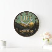 Life Is Better in the Mountains Rustic Grote Klok (Huis)