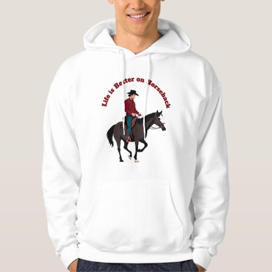 Life is Better on Horseback - Cowboy Illustratie Hoodie (Voorkant)