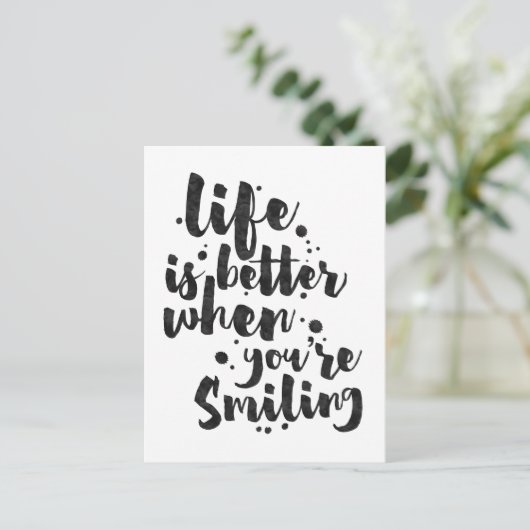 Life is Better When Smiling - Inspirational Card Briefkaart (Staand voorkant)