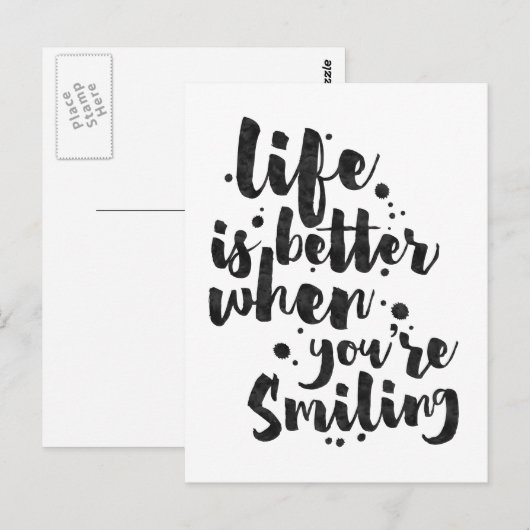 Life is Better When Smiling - Inspirational Card Briefkaart (Voorkant / Achterkant)