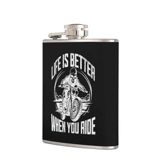 Life is Better When You Ride Motorcycle Skull Heupfles (Links)