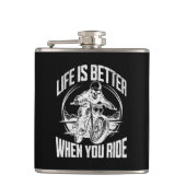 Life is Better When You Ride Motorcycle Skull Heupfles (Voorkant)