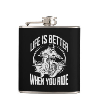 Life is Better When You Ride Motorcycle Skull Heupfles