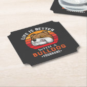 Life is Better with a Bulldog Kartonnen Onderzetters (Gekanteld)