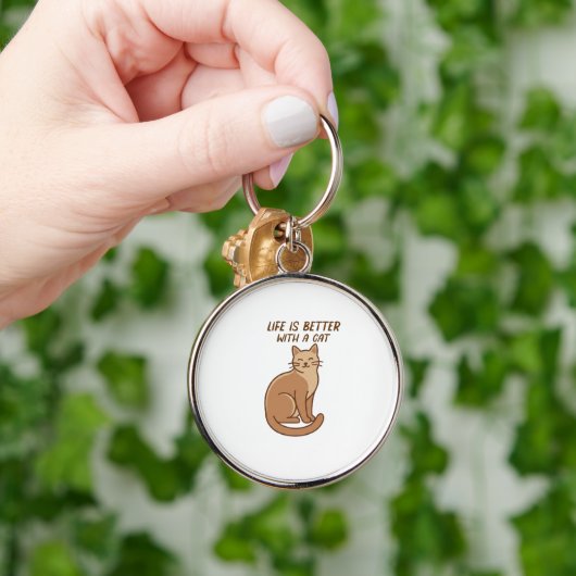 Life Is Better With a Cat – Cute Cat Lover Design Sleutelhanger (Hand)