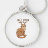 Life Is Better With a Cat – Cute Cat Lover Design Sleutelhanger (Voorkant)
