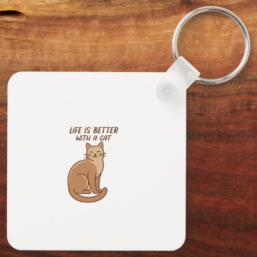Life Is Better With a Cat – Cute Cat Lover Design Sleutelhanger (Achterkant)