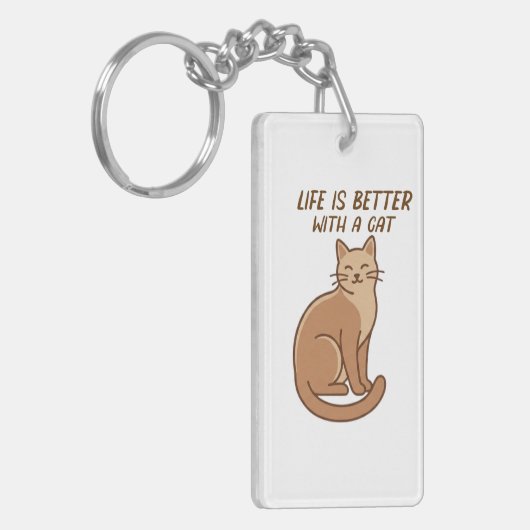 Life Is Better With a Cat – Cute Cat Lover Design Sleutelhanger (Voorkant Links)