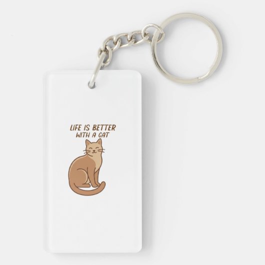 Life Is Better With a Cat – Cute Cat Lover Design Sleutelhanger (achterkant)