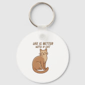 Life Is Better With a Cat – Cute Cat Lover Design Sleutelhanger (Voorkant)