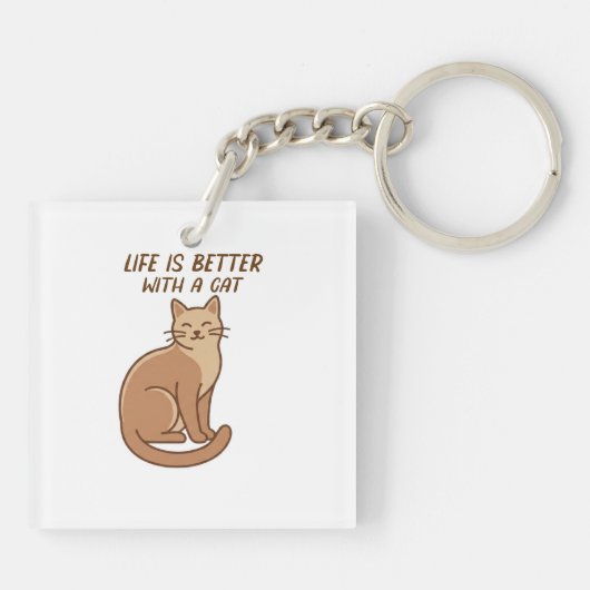 Life Is Better With a Cat – Cute Cat Lover Design Sleutelhanger (Achterkant)