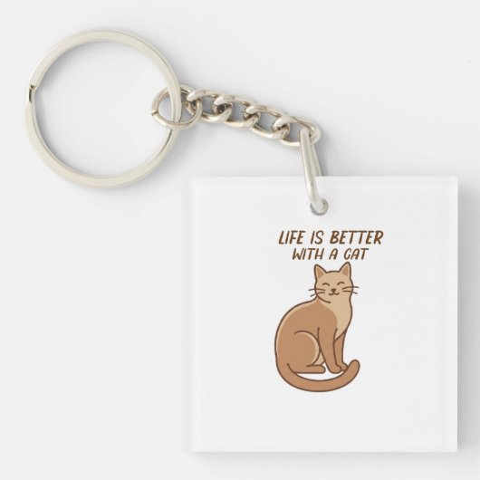 Life Is Better With a Cat – Cute Cat Lover Design Sleutelhanger (voorkant)
