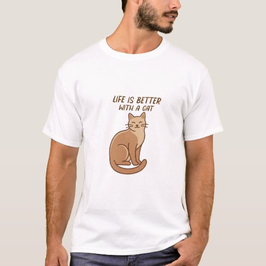Life Is Better With a Cat – Cute Cat Lover Design T-shirt (Voorkant)