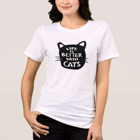 Life is better with a Cat Tri-Blend Shirt (Voorkant)