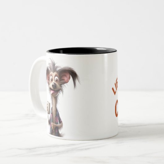 LIFE IS BETTER WITH A COFFEE, DOG TWEEKLEURIGE KOFFIEMOK (Voorkant links)
