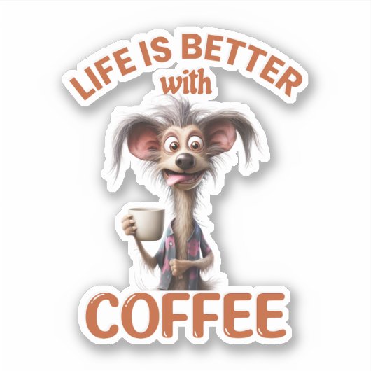 LIFE IS BETTER WITH A COFFEE, LION STICKER (Voorkant)