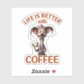 LIFE IS BETTER WITH A COFFEE, LION STICKER (Vel)