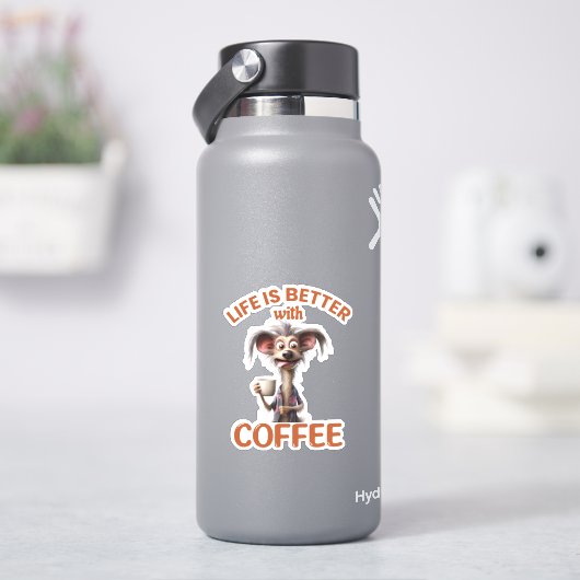 LIFE IS BETTER WITH A COFFEE, LION STICKER (HydroFlask)