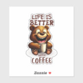 LIFE IS BETTER WITH A COFFEE, LION STICKER (Vel)