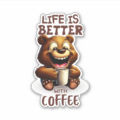 LIFE IS BETTER WITH A COFFEE, LION STICKER (Voorkant)