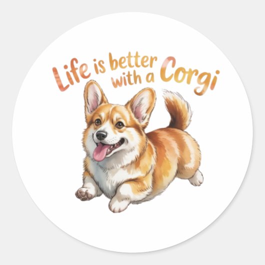 Life Is Better With A Corgi Funny Sticker Corgi Lo (Voorkant)