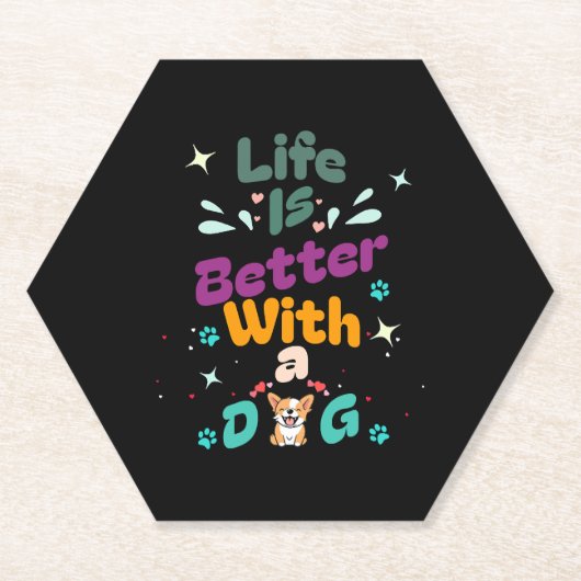 Life is better with a dog kartonnen onderzetters (Voorkant)