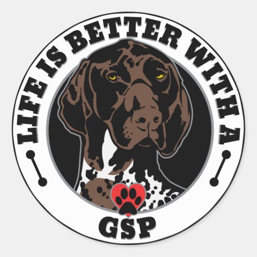 Life Is Better With A GSP Dog Breed Ronde Sticker (Voorkant)