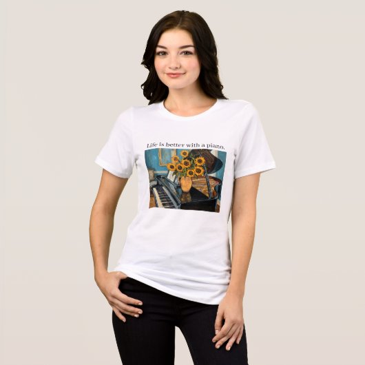 Life is better with a piano - beautiful art! Tri-Blend shirt (Voorkant volledig)