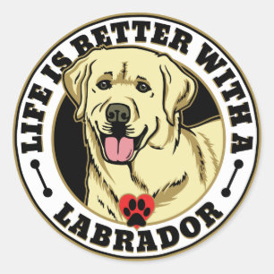 Life is Better With A White Labrador Dog Breed Ronde Sticker