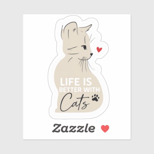 Life Is Better With Cats Cute Cat Lover Sticker (Vel)