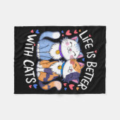 Life Is Better With Cats Cute Cat Lover Valentine' Fleece Deken (Voorkant (Horizontaal))