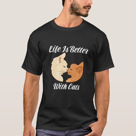 Life Is Better With Cats Cute Valentine's Day Cat  T-shirt (Voorkant)