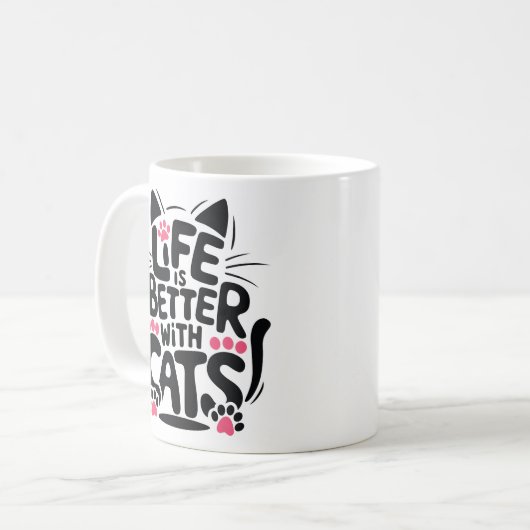 Life is Better With Cats Mug | We Are All Mugs Koffiemok (Voorkant links)